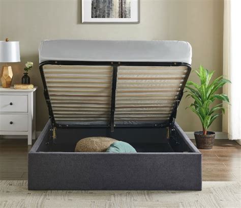 Rosemary Dark Grey Double Ottoman Bed Frame