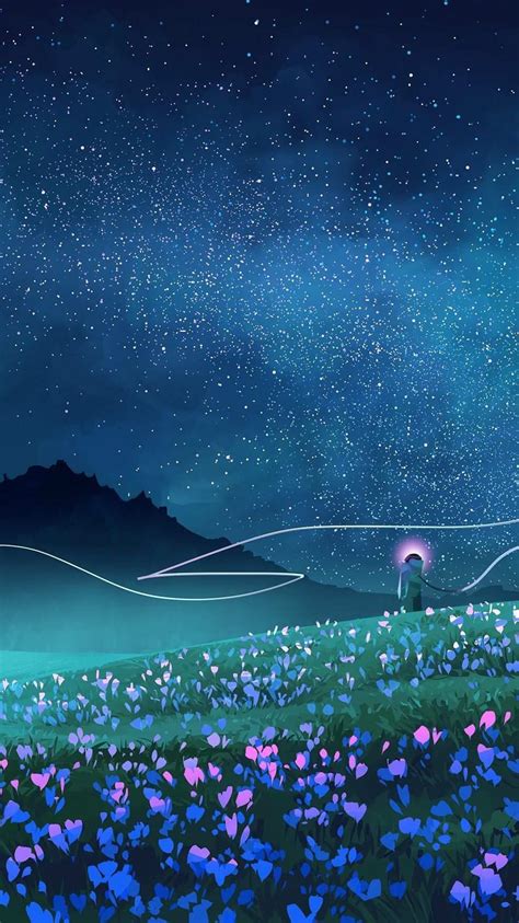 Anime Starry Sky Art Wallpapers - Wallpaper Cave