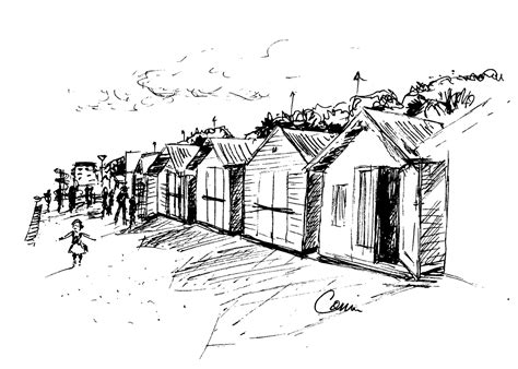 Beach Hut Sketch at PaintingValley.com | Explore collection of Beach ...