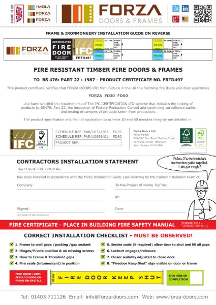 ZA THE INSTALLA FD30 & FD60 Fire Door Installation Guide | NBS Source