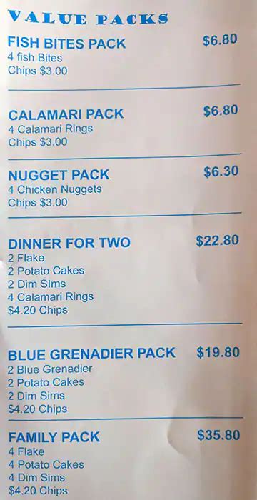 Menu at Ocean King Fish & Chips fast food, Pakenham