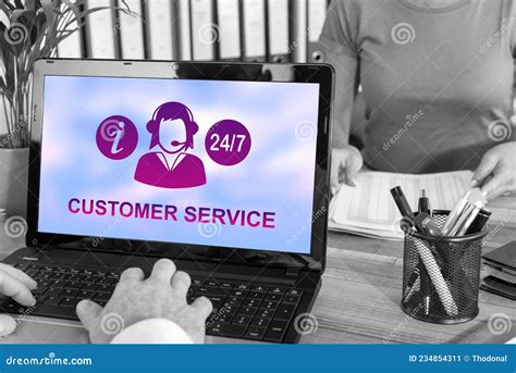 Customer Service Concept on a Laptop Stock Image - Image of advice ...