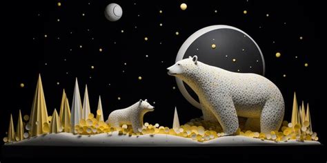 Premium AI Image | Polar bear and cub on the moon