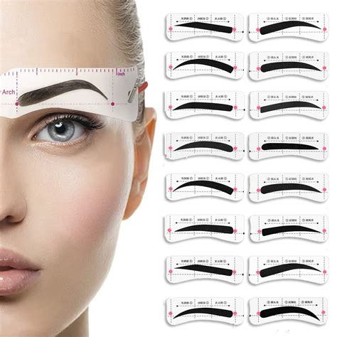 Buy Eyebrow Stencil 12 eyebrow shapes 48 Pairs Reusable Eyebrow Ruler ...