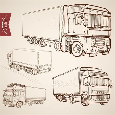 Premium Vector | Engraving vintage hand drawn delivery transport ...