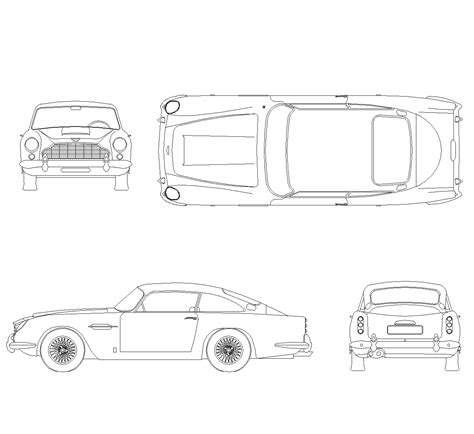 1963 Aston Martin DB5 DWG CAD Block Free Download