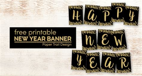 Free Printable Happy New Year Banner Letters - Paper Trail Design