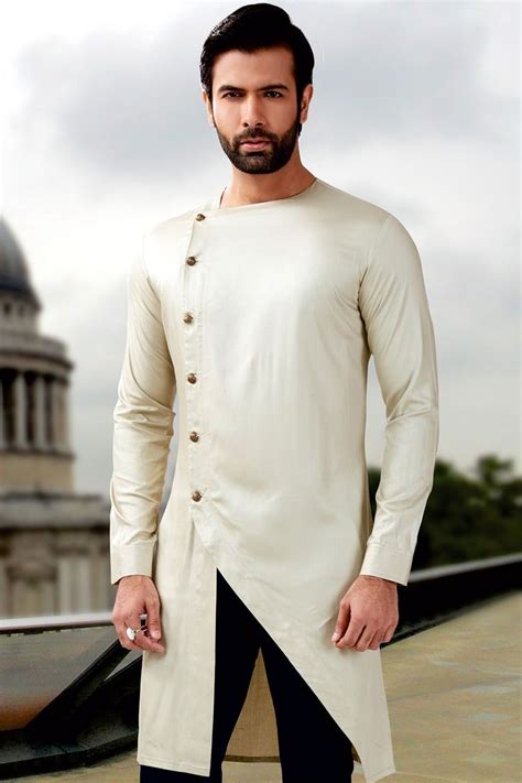 Beige Cotton Silk Kurta With Churidar-KR488 | Designer clothes for men, Mens kurta designs, Men ...