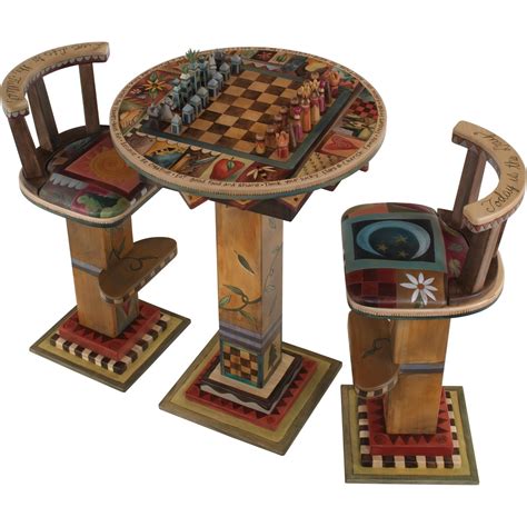 Sticks Fliptop Bar Height Game Table with Two Stools and Standard Chess Set, GAM040, STL012 ...