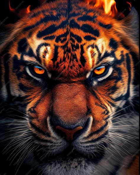 Premium Photo | The tiger with the glowing eyes