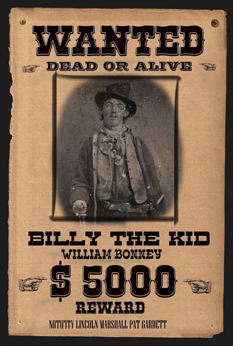 Billy The Kid Wanted Poster Original