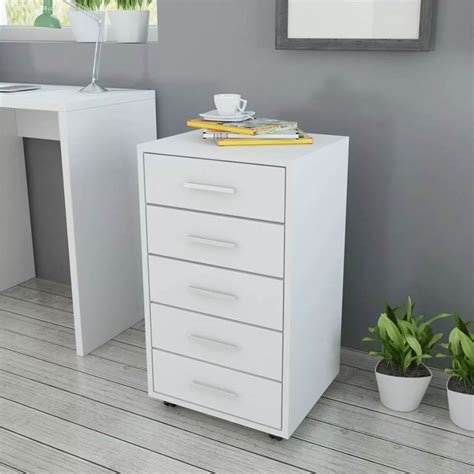 Premium quality Office Drawer Unit With Castors 5 Drawers White ...