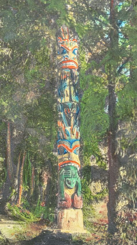 Vintage Northwest Coast Tinted Totem Pole Photo c1920s | California ...