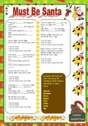 Must be Santa: Lyrics and pictures to learn the songs - ESL worksheet by poleta