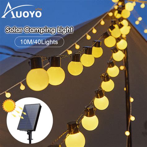 Auoyo LED String Lights Bulb Outdoor String Lights Solar Camping Light Garden Decoration String ...