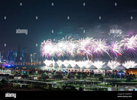 Qatar National Day Fireworks at Doha Corniche Stock Photo - Alamy