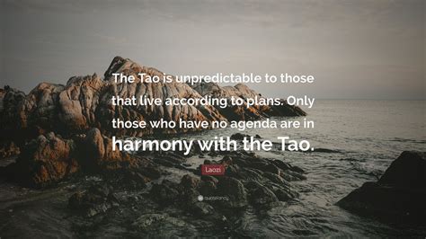 Laozi Quote: “The Tao is unpredictable to those that live according to plans. Only those who ...