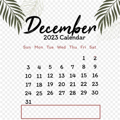 December Calendar White Transparent, December 2023 Calendar, December, December 2023, 2023 PNG ...