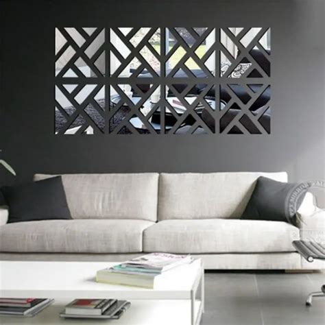 1PCS New 3d acrylic mirror wall stickers square living room Bedroom ...