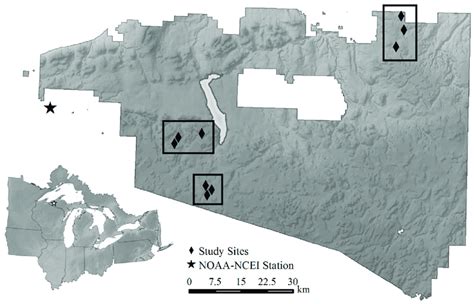 Map of Ottawa National Forest and black ash wetland study site... | Download Scientific Diagram