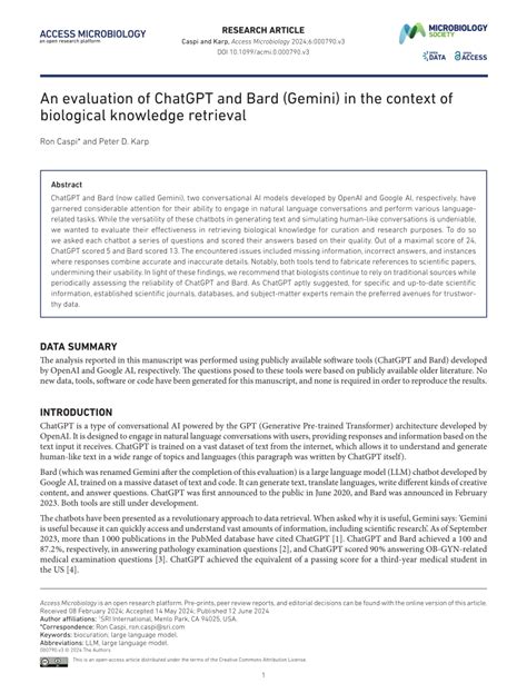 (PDF) An evaluation of ChatGPT and Bard (Gemini) in the context of biological knowledge retrieval