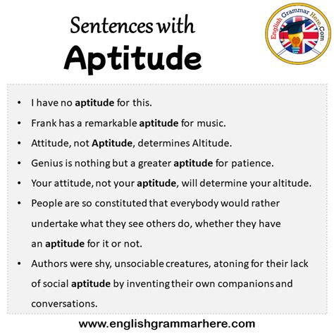 Sentences with Aptitude, Aptitude in a Sentence in English, Sentences ...