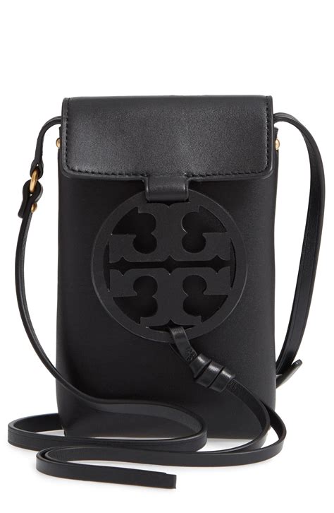 Lyst - Tory Burch Miller Leather Phone Crossbody Bag in Black