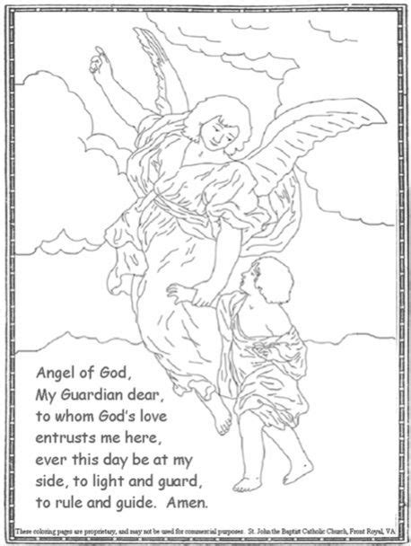 Guardian Angel Prayer Coloring Page