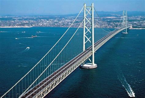 Akashi Kaikyo bridge in Japan. Since its completion, in 1998, this bridge has the longest ...