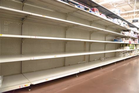 Empty shelves in store in Humble, Texas USA. Supermarket with empty ...