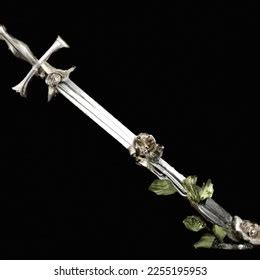 Full View Silver Dagger On Black AI-generated image 2255195953 | Shutterstock