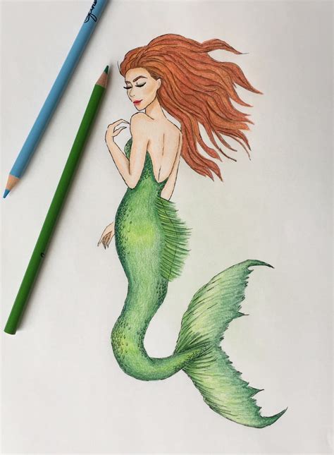 Mermaid, Sketch, Mermaid Drawing, Little Mermaid, Mermaid Art, Drawing, Artwork, Gift, Girls ...