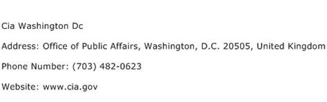 Cia Washington Dc Address, Contact Number of Cia Washington Dc