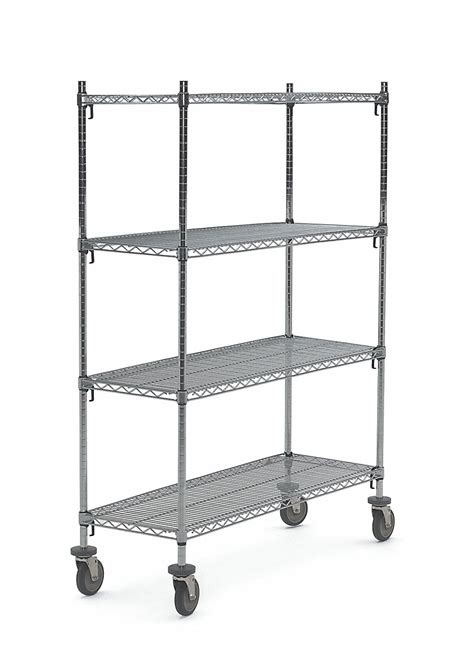 METRO Mobile Wire Shelving Unit, 60 inW x 18 inD x 69 inH, 4 Shelves ...