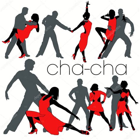 Cha-cha Dancers Silhouettes Set — Stock Vector © kaludov #6770183