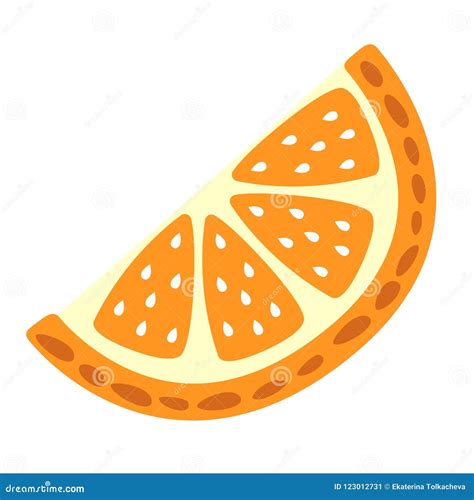 Cartoon Orange Slice on a White Background. Orange Slice Icon in Color. Vector Illustration ...