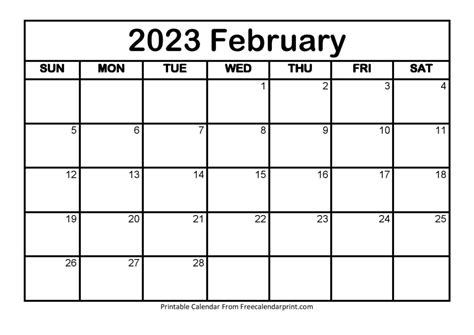 February 2023 Calendar Free Printable Calendar - Riset