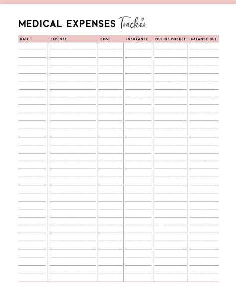 FREE Printable Medical Expenses Tracker - World of Printables