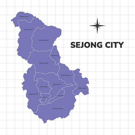 Sejong city map illustration. Map of cities in South Korea 36389892 Vector Art at Vecteezy