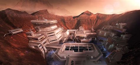 Human base in a Martian crater by Colin Geller | Sci fi environment ...