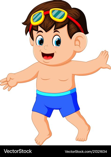 Happy little boy in swimsuit Royalty Free Vector Image