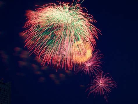 Colorful Fireworks. Celebrating the Victory Day in Russia Stock Photo ...