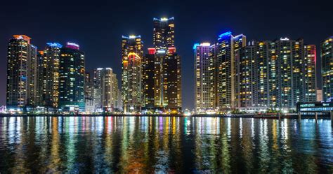 Busan Marina city skyscrapers illluminated in night Stock Footage #AD ...