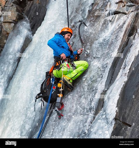 mountain ice wall climbing Stock Photo - Alamy