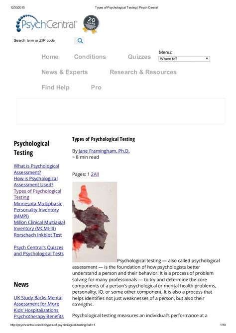 Types of psychological testing