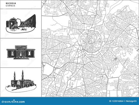 Nicosia City Map with Hand-drawn Architecture Icons Stock Vector ...