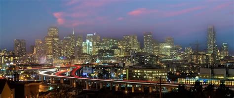 Premium Photo | San Francisco downtown cityscape at night in California