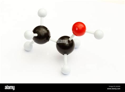 Plastic ball and stick model of an alcohol (ethanol, C2H5OH) molecule ...