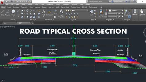 How to Draw Road Cross Section Typical - YouTube