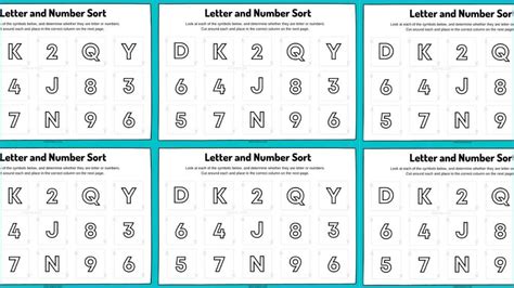 Letters and Numbers Activity Sorting Printable Worksheets - Kidpid